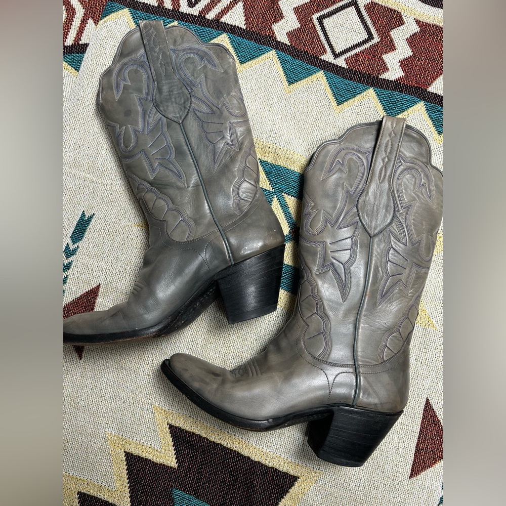 Vintage Gray Western Leather Boots